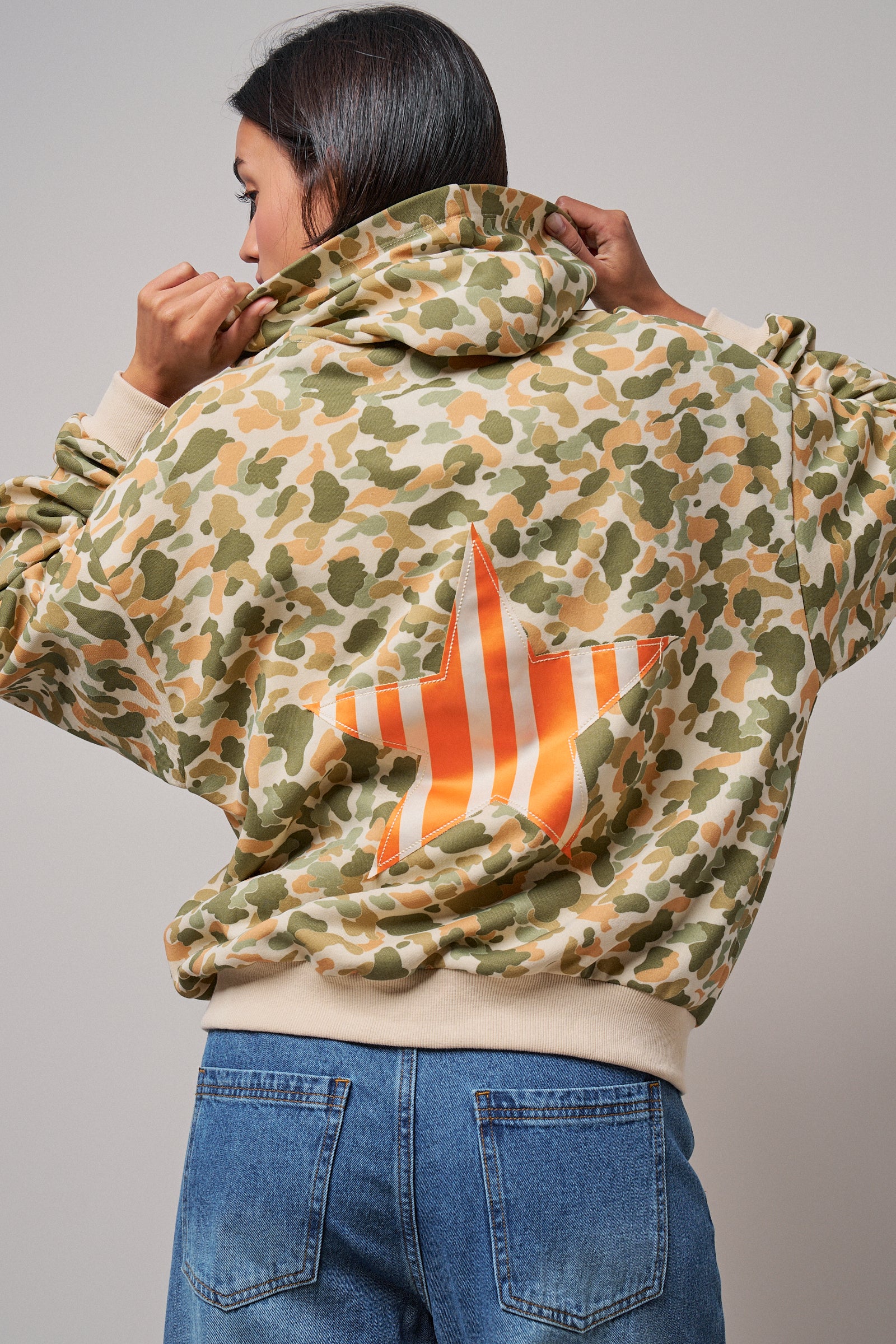 Camo Print Zip-Up Hoodie in CAMO - Women's Shorts | Urban Daizy