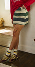 Rugby Stripe Denim Mini Skirt in GREEN - Women's Skirts | Urban Daizy