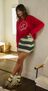 Rugby Stripe Denim Mini Skirt in GREEN - Women's Skirts | Urban Daizy