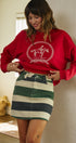 Rugby Stripe Denim Mini Skirt in GREEN - Women's Skirts | Urban Daizy