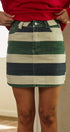 Rugby Stripe Denim Mini Skirt in GREEN - Women's Skirts | Urban Daizy