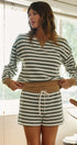 Cabana Stripe Terry Short Set in IVORY OLIVE - Women's Sets | Urban Daizy
