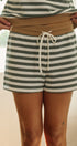Cabana Stripe Terry Short Set in IVORY OLIVE - Women's Sets | Urban Daizy
