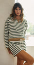 Cabana Stripe Terry Short Set in IVORY OLIVE - Women's Sets | Urban Daizy
