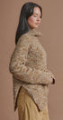 Chunky Speckled Turtleneck Poncho Sweater in BROWN - Women's Sweaters | Urban Daizy