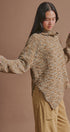 Chunky Speckled Turtleneck Poncho Sweater in BROWN - Women's Sweaters | Urban Daizy