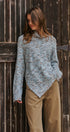 Chunky Speckled Turtleneck Poncho Sweater in BLUE - Women's Sweaters | Urban Daizy