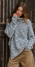 Chunky Speckled Turtleneck Poncho Sweater in BLUE - Women's Sweaters | Urban Daizy