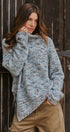 Chunky Speckled Turtleneck Poncho Sweater in BLUE - Women's Sweaters | Urban Daizy