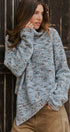 Chunky Speckled Turtleneck Poncho Sweater in BLUE - Women's Sweaters | Urban Daizy