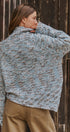 Chunky Speckled Turtleneck Poncho Sweater in BLUE - Women's Sweaters | Urban Daizy