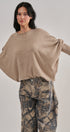 Dolman Sleeve Boat Neck Knit Top in MOCHA - Women's Sweaters | Urban Daizy