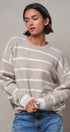 Fuzzy Stripe Crewneck Pullover Sweater - Women's Sweaters | Urban Daizy