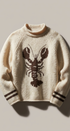 Lobster Intarsia Mock Neck Knit Sweater in IVORY - Women's Sweaters | Urban Daizy