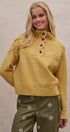 Textured Half-Button Mock Sweater in MUSTARD - Women's Sweaters | Urban Daizy