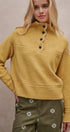 Textured Half-Button Mock Sweater in MUSTARD - Women's Sweaters | Urban Daizy