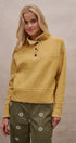 Textured Half-Button Mock Sweater in MUSTARD - Women's Sweaters | Urban Daizy