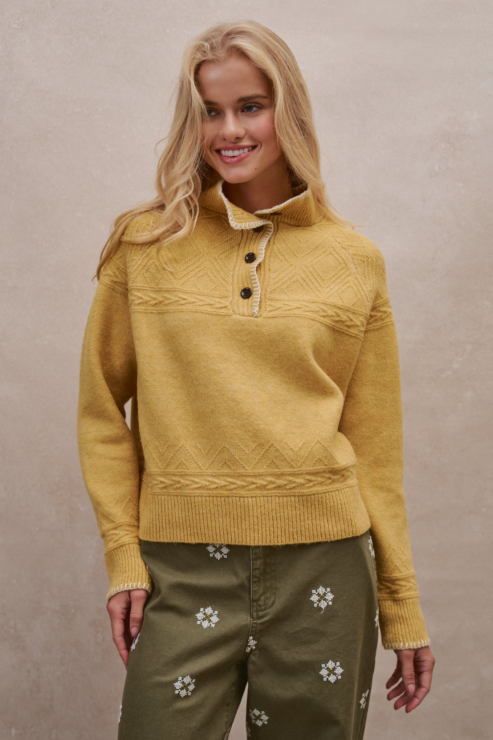 Textured Half-Button Mock Sweater - Women's Sweaters | Urban Daizy