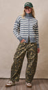 Striped Zip-Up Mock Neck Sweater in GREY IVORY - Women's Sweaters | Urban Daizy