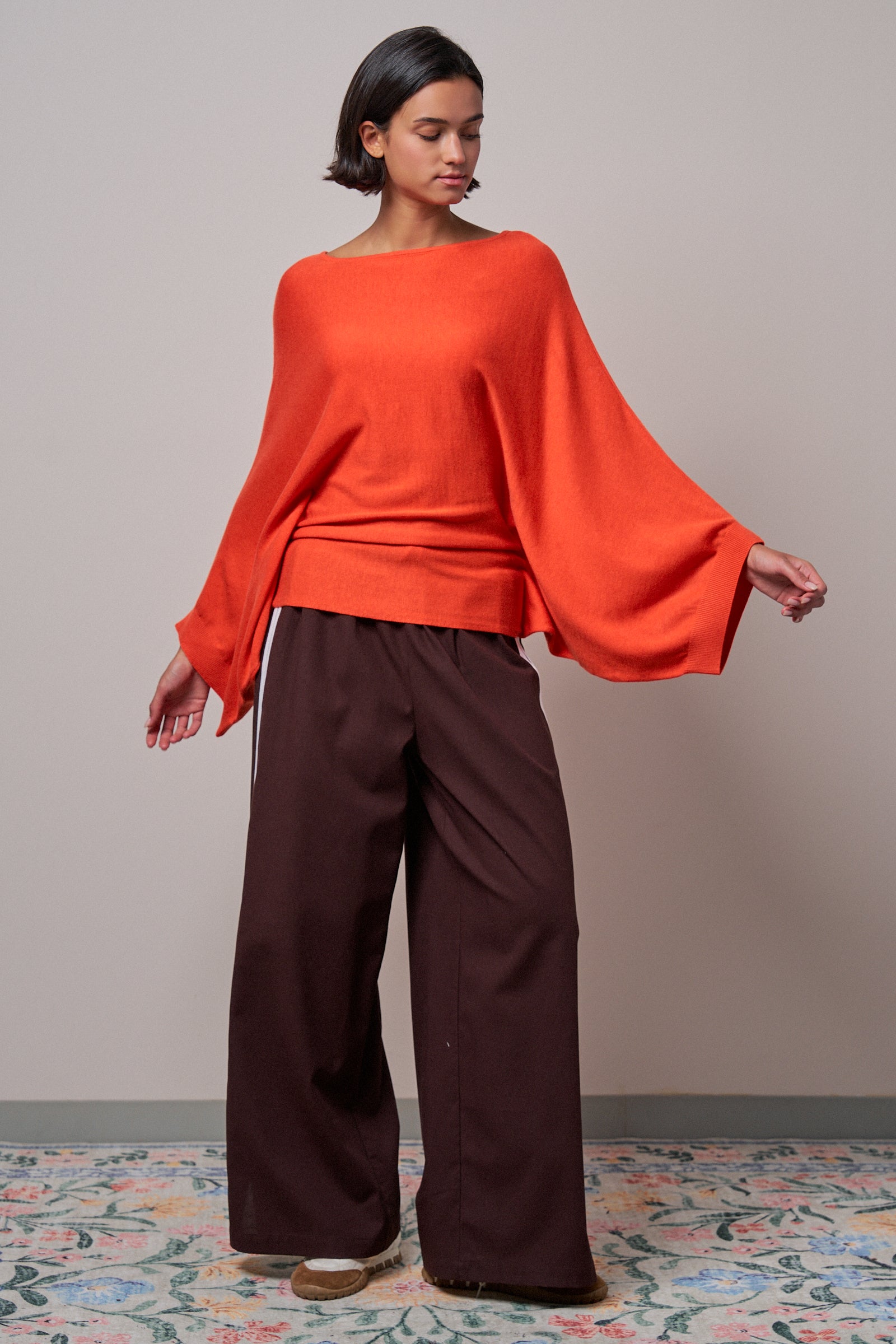 Batwing Sleeve Boat Neck Knit Top in ORANGE - Women's Sweaters | Urban Daizy
