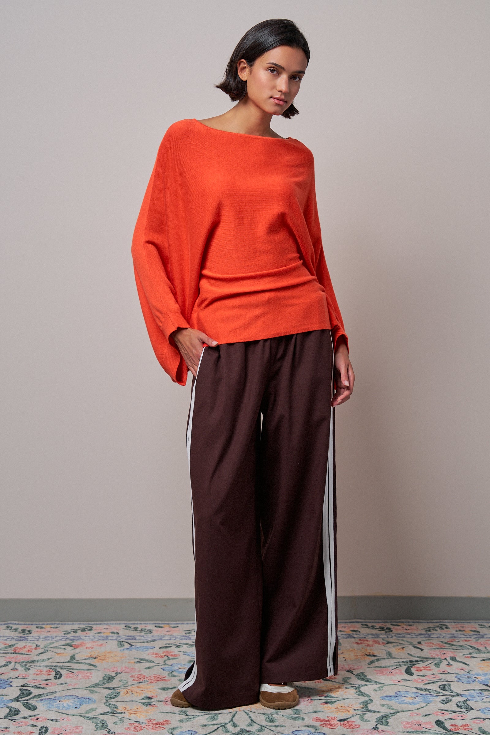 Batwing Sleeve Boat Neck Knit Top in ORANGE - Women's Sweaters | Urban Daizy