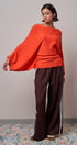 Batwing Sleeve Boat Neck Knit Top in ORANGE - Women's Sweaters | Urban Daizy
