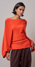 Batwing Sleeve Boat Neck Knit Top in ORANGE - Women's Sweaters | Urban Daizy