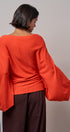 Batwing Sleeve Boat Neck Knit Top in ORANGE - Women's Sweaters | Urban Daizy