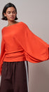Batwing Sleeve Boat Neck Knit Top in ORANGE - Women's Sweaters | Urban Daizy