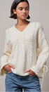 Colorful Dot Stitch V-Neck Tie Sleeve Sweater in IVORY - Women's Sweaters | Urban Daizy