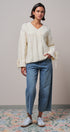Colorful Dot Stitch V-Neck Tie Sleeve Sweater in IVORY - Women's Sweaters | Urban Daizy