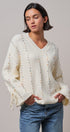 Colorful Dot Stitch V-Neck Tie Sleeve Sweater in IVORY - Women's Sweaters | Urban Daizy