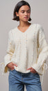 Colorful Dot Stitch V-Neck Tie Sleeve Sweater - Women's Sweaters | Urban Daizy