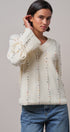 Colorful Dot Stitch V-Neck Tie Sleeve Sweater in IVORY - Women's Sweaters | Urban Daizy