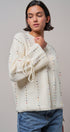 Colorful Dot Stitch V-Neck Tie Sleeve Sweater in IVORY - Women's Sweaters | Urban Daizy