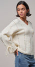 Colorful Dot Stitch V-Neck Tie Sleeve Sweater in IVORY - Women's Sweaters | Urban Daizy