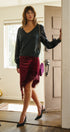 Starlit Sequin Sleeve Sweater in CHARCOAL - Women's Sweaters | Urban Daizy