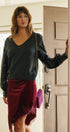 Starlit Sequin Sleeve Sweater in CHARCOAL - Women's Sweaters | Urban Daizy