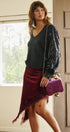 Starlit Sequin Sleeve Sweater in CHARCOAL - Women's Sweaters | Urban Daizy