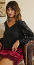 Starlit Sequin Sleeve Sweater in CHARCOAL - Women's Sweaters | Urban Daizy