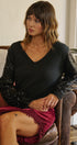 Starlit Sequin Sleeve Sweater in CHARCOAL - Women's Sweaters | Urban Daizy