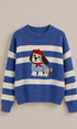 Puppy Charm Stripe Knit Sweater in BLUE - Women's Sweaters | Urban Daizy