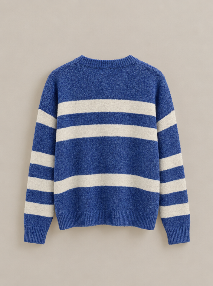 Puppy Charm Stripe Knit Sweater in BLUE - Women's Sweaters | Urban Daizy