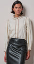 Embroidered Ruffle Neck Cotton Blouse in IVORY - Women's Tops | Urban Daizy