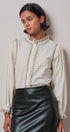 Embroidered Ruffle Neck Cotton Blouse in IVORY - Women's Tops | Urban Daizy
