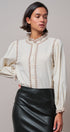 Embroidered Ruffle Neck Cotton Blouse in IVORY - Women's Tops | Urban Daizy