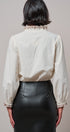 Embroidered Ruffle Neck Cotton Blouse in IVORY - Women's Tops | Urban Daizy