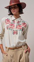 Cross-Stitch Floral Embroidered Button-Down Blouse - Women's Tops | Urban Daizy