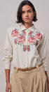 Cross-Stitch Floral Embroidered Button-Down Blouse - Women's Tops | Urban Daizy