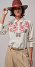 Cross-Stitch Floral Embroidered Button-Down Blouse - Women's Tops | Urban Daizy